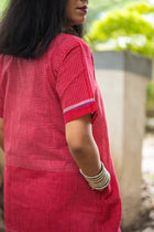 Gamcha Handloom Tiered Maxi Dress — Red Check