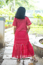 Gamcha Handloom Tiered Maxi Dress — Red Check