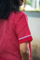 Gamcha Handloom Tiered Maxi Dress — Red Check