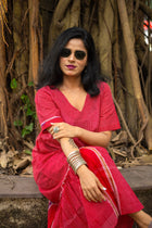 Gamcha Handloom Tiered Maxi Dress — Red Check