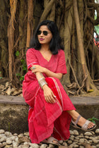 Gamcha Handloom Tiered Maxi Dress — Red Check