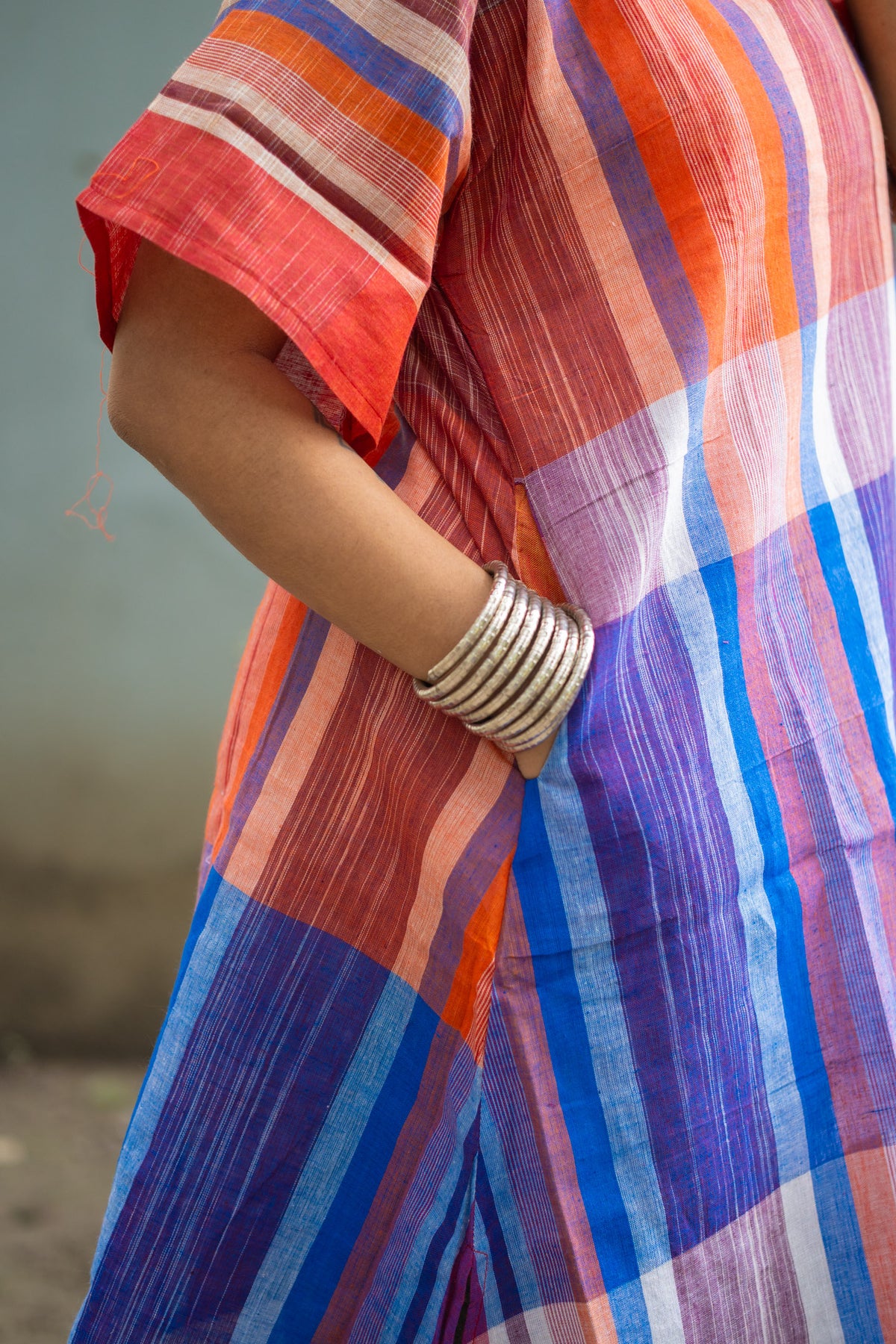 Gamcha Handloom Dress-Kurta — Multicolor Check - Uttariya