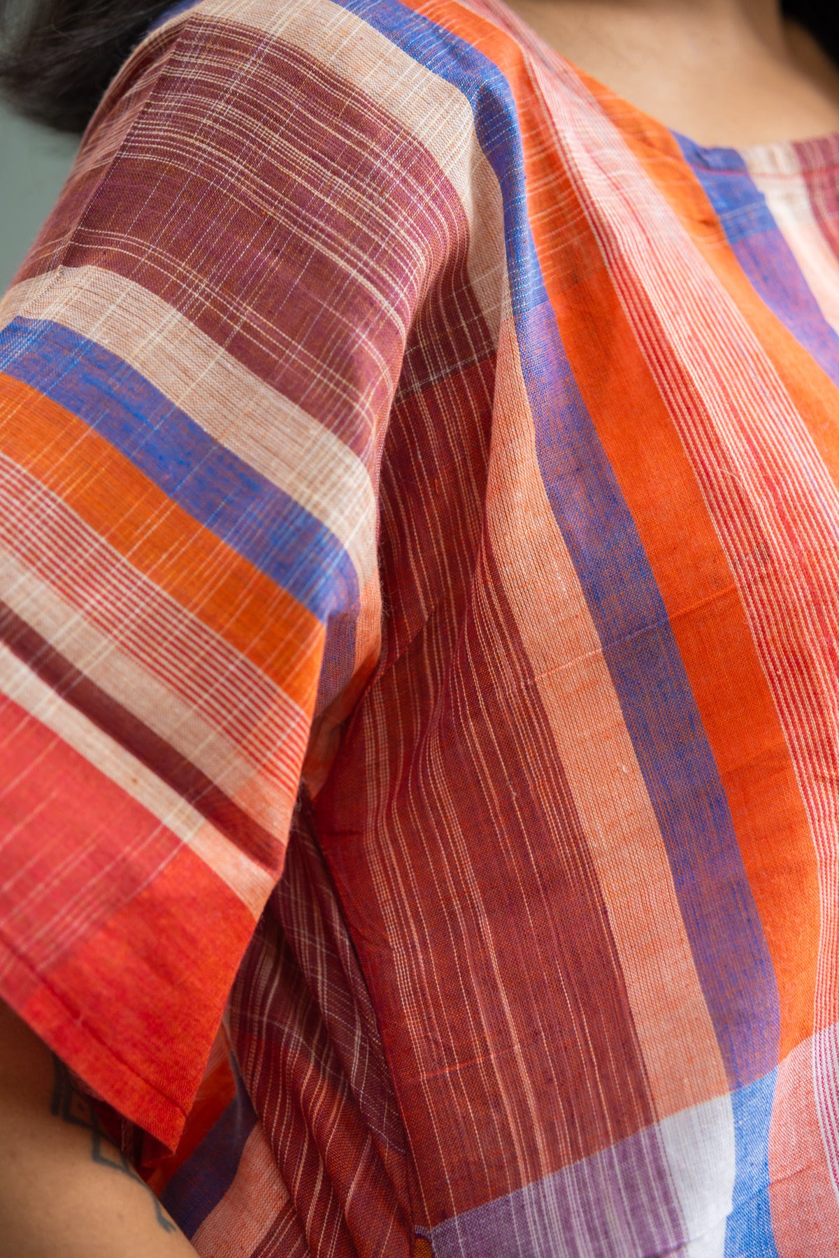 Gamcha Handloom Dress-Kurta — Multicolor Check - Uttariya