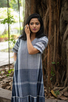 Neelambari Gamcha Weave Tiered Maxi Dress