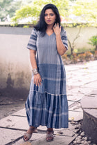 Neelambari Gamcha Weave Tiered Maxi Dress