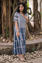 Neelambari Gamcha Weave Tiered Maxi Dress