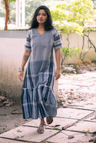 Neelambari Gamcha Weave Tiered Maxi Dress