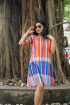 Dhaari Gamcha Weave Shift Dress