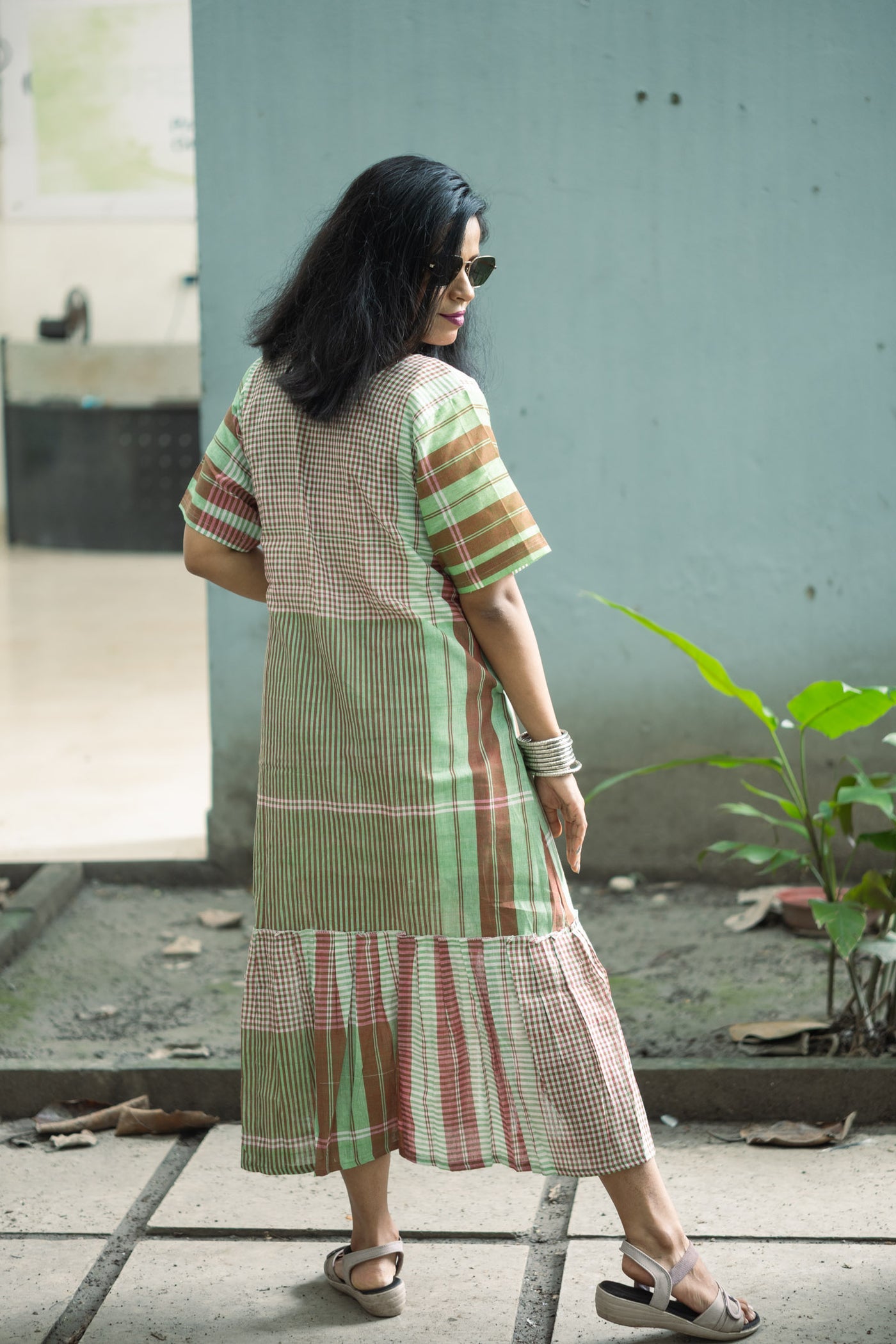 Rong Gamcha Weave Tiered Midi Dress - Uttariya