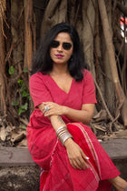 Gamcha Handloom Tiered Maxi Dress — Red Check - Uttariya