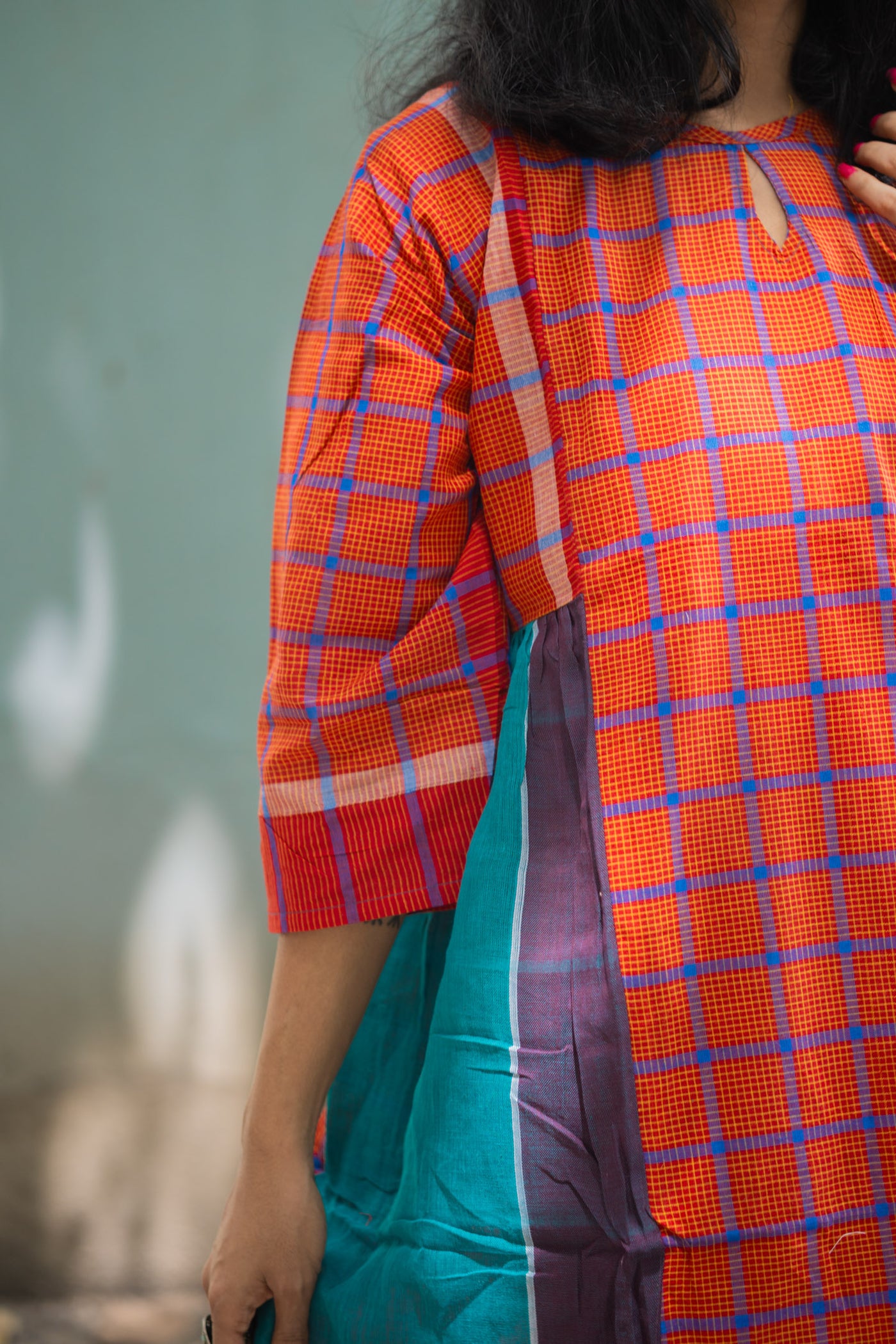 Palashi — Handwoven Gamcha Cotton Kurta Dress