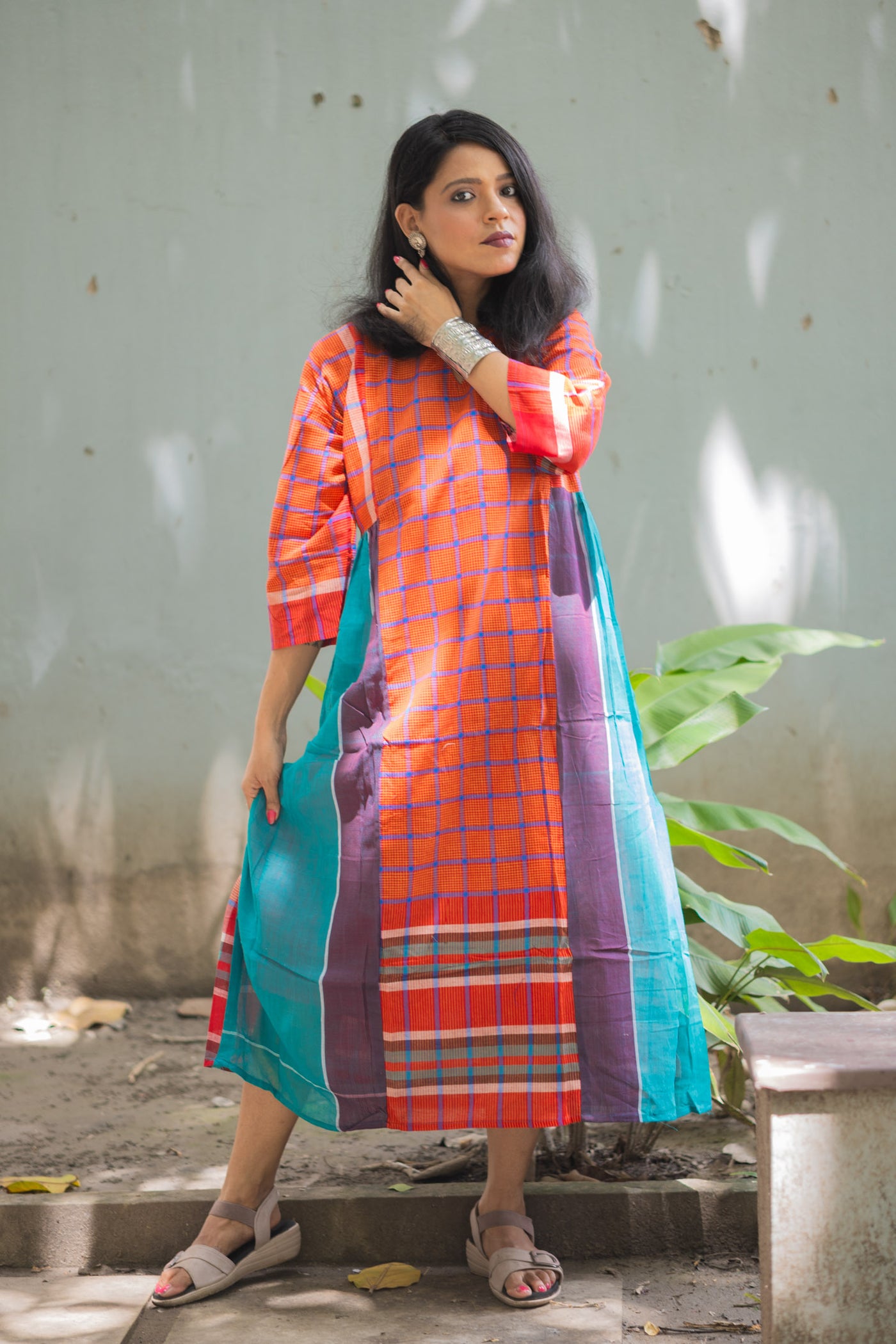 Palashi — Handwoven Gamcha Cotton Kurta Dress