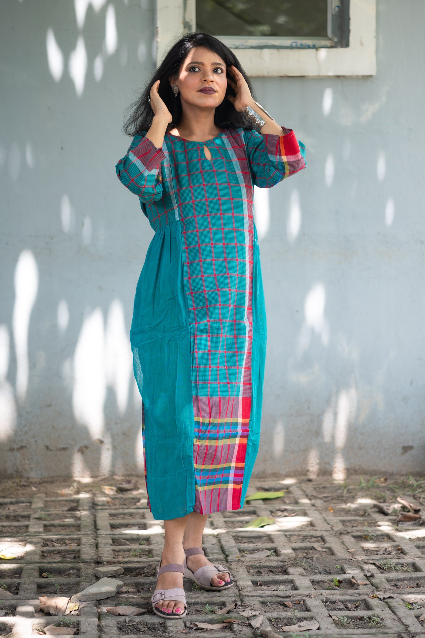 Kajori — Handwoven Gamcha Cotton Kurta Dress