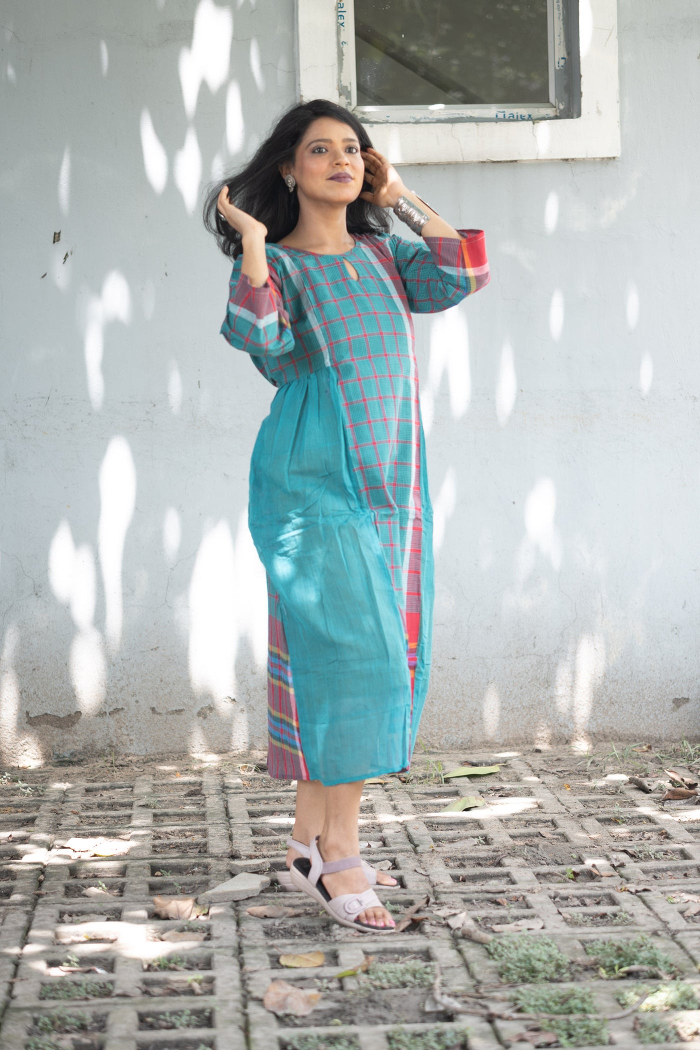 Kajori — Handwoven Gamcha Cotton Kurta Dress