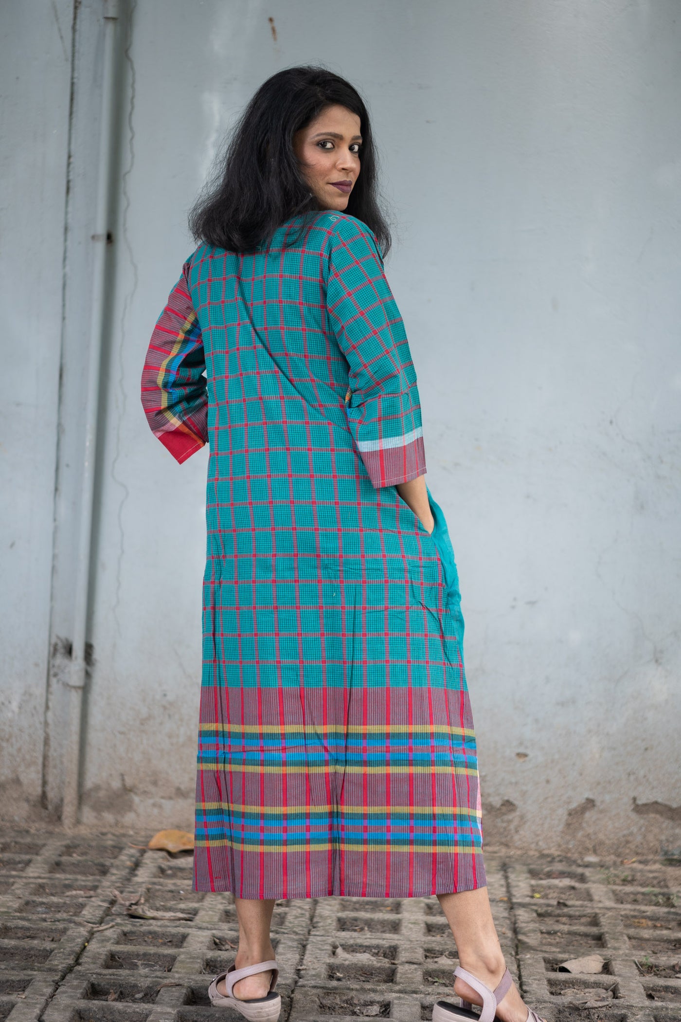 Kajori — Handwoven Gamcha Cotton Kurta Dress