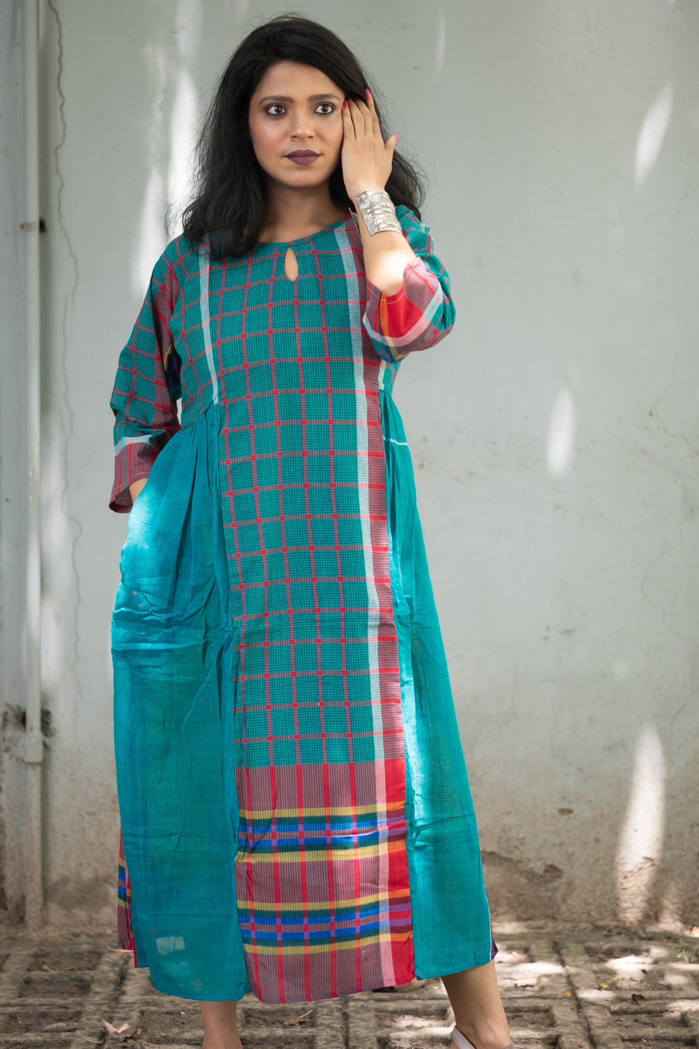 Kajori — Handwoven Gamcha Cotton Kurta Dress