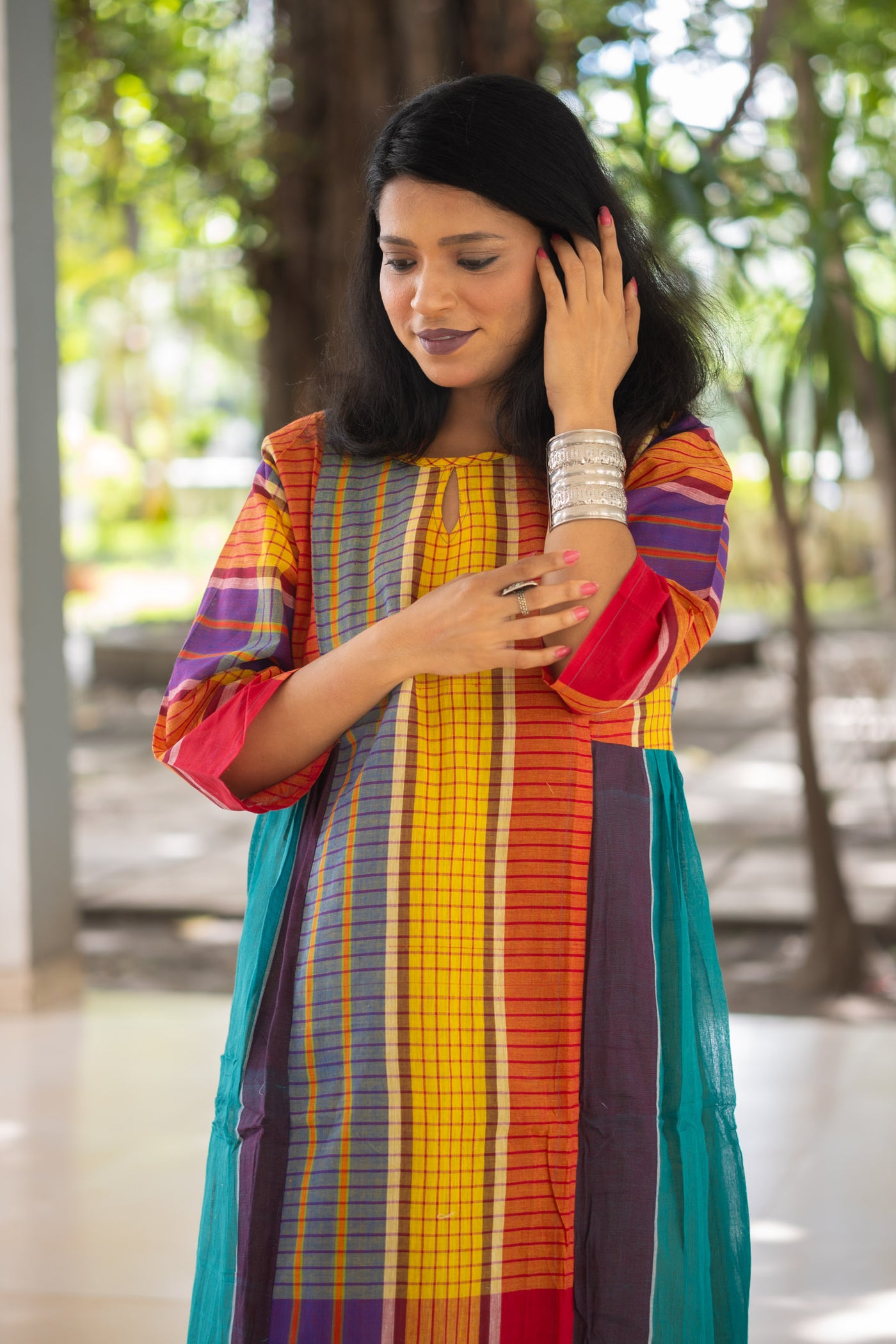 Ushoshi — Handwoven Gamcha Cotton Kurta Dress