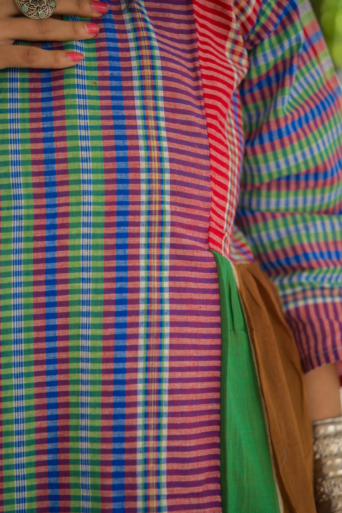 Kanchan — Handwoven Gamcha Cotton Kurta Dress