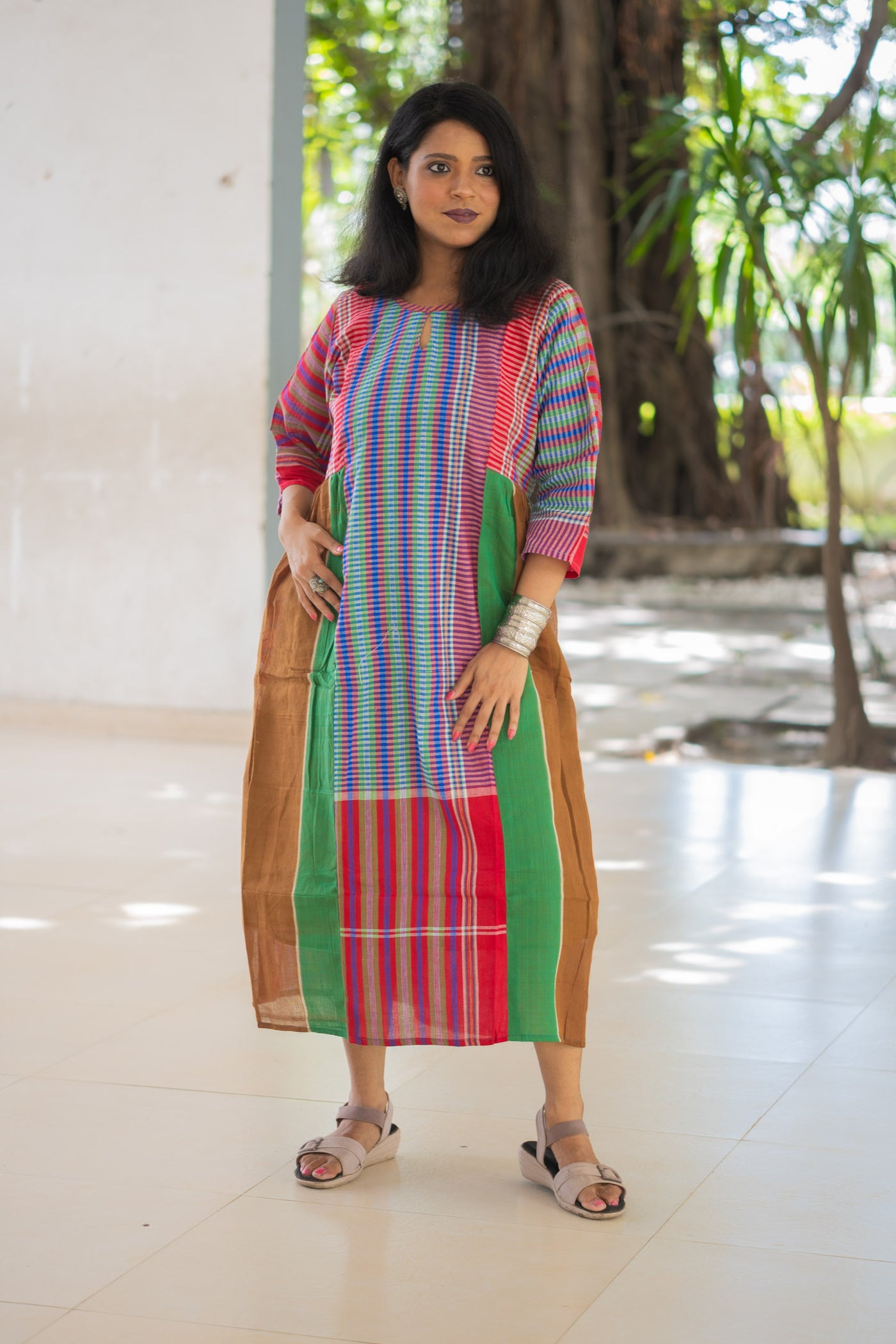 Ushoshi — Handwoven Gamcha Cotton Kurta Dress