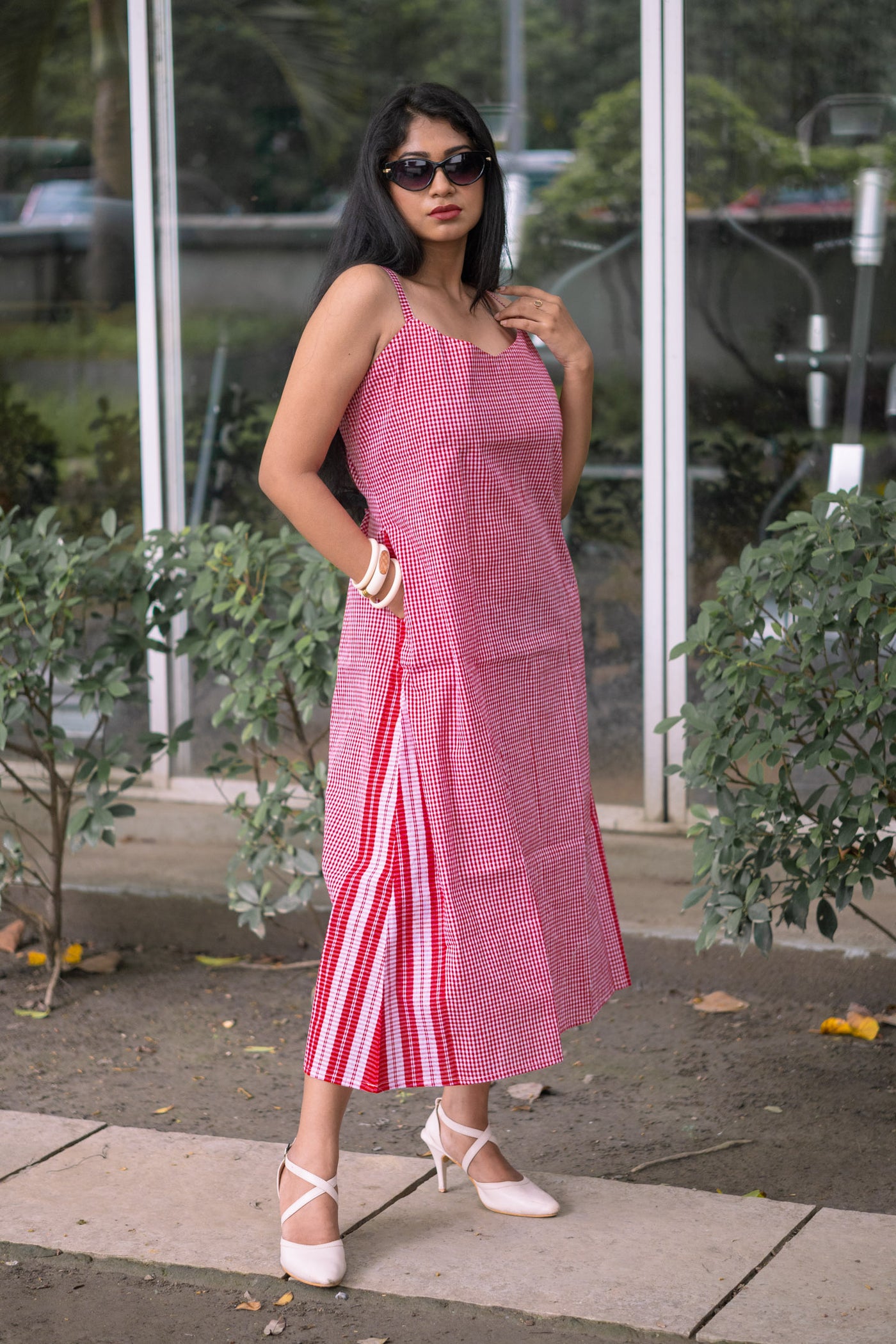 Pinjra — Handwoven Gamcha Cotton Slip Dress