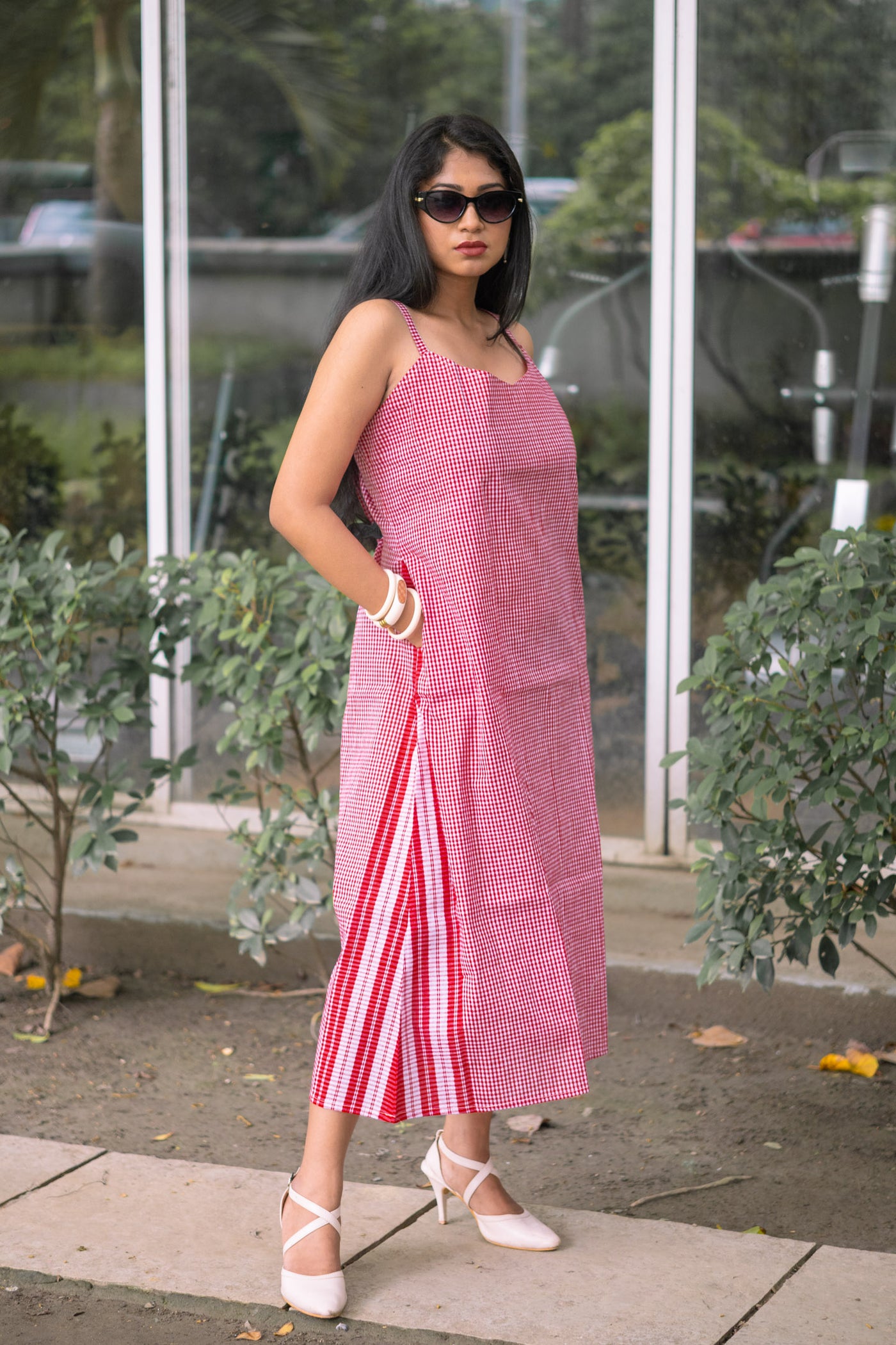 Pinjra — Handwoven Gamcha Cotton Slip Dress