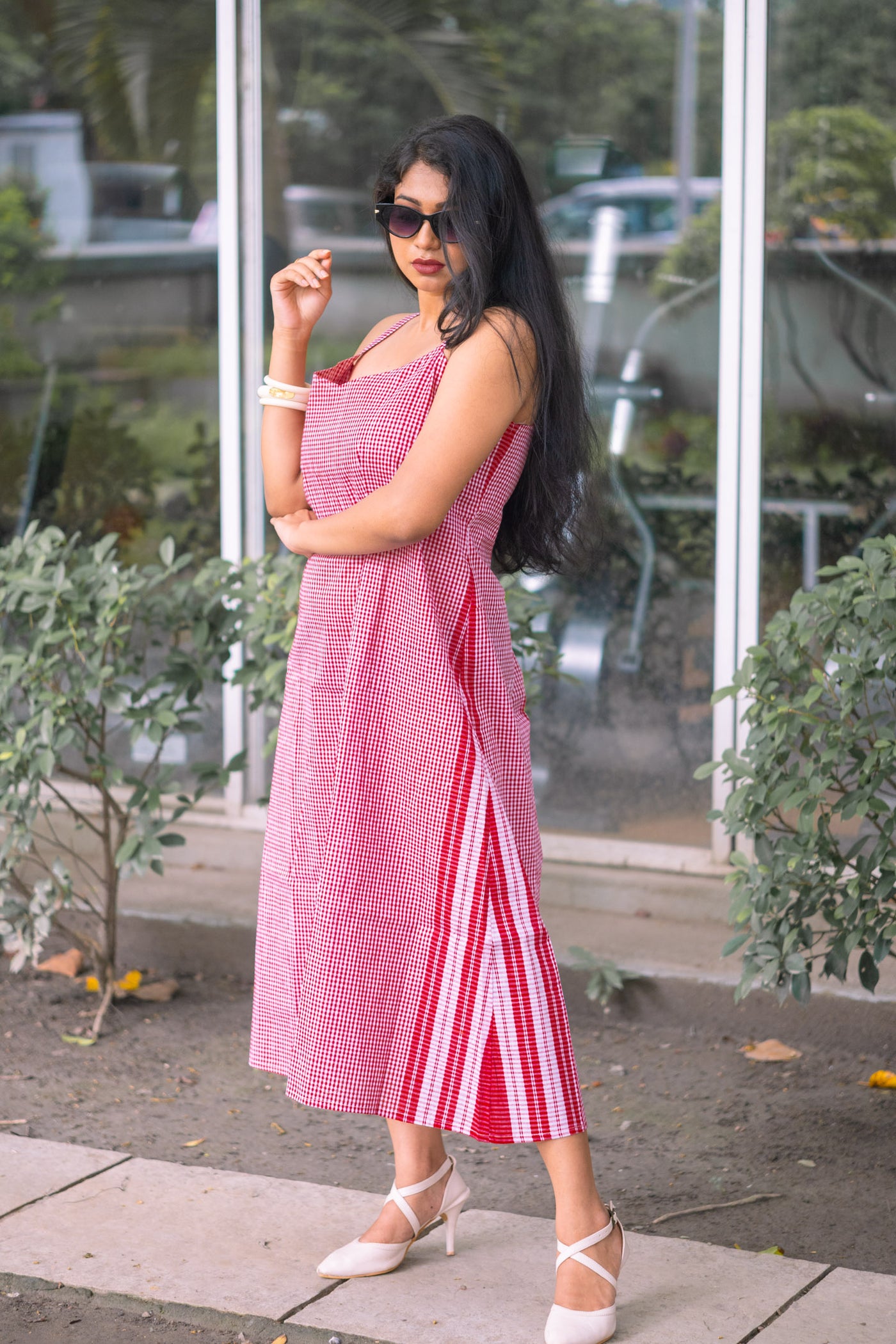 Pinjra — Handwoven Gamcha Cotton Slip Dress