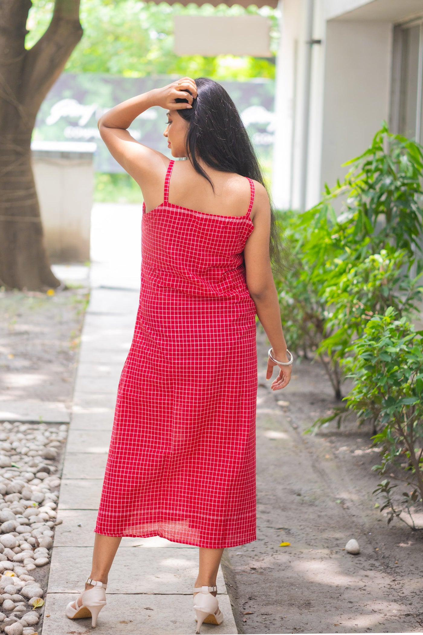 Rekha — Handwoven Gamcha Cotton Slip Dress