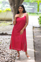 Rekha — Handwoven Gamcha Cotton Slip Dress