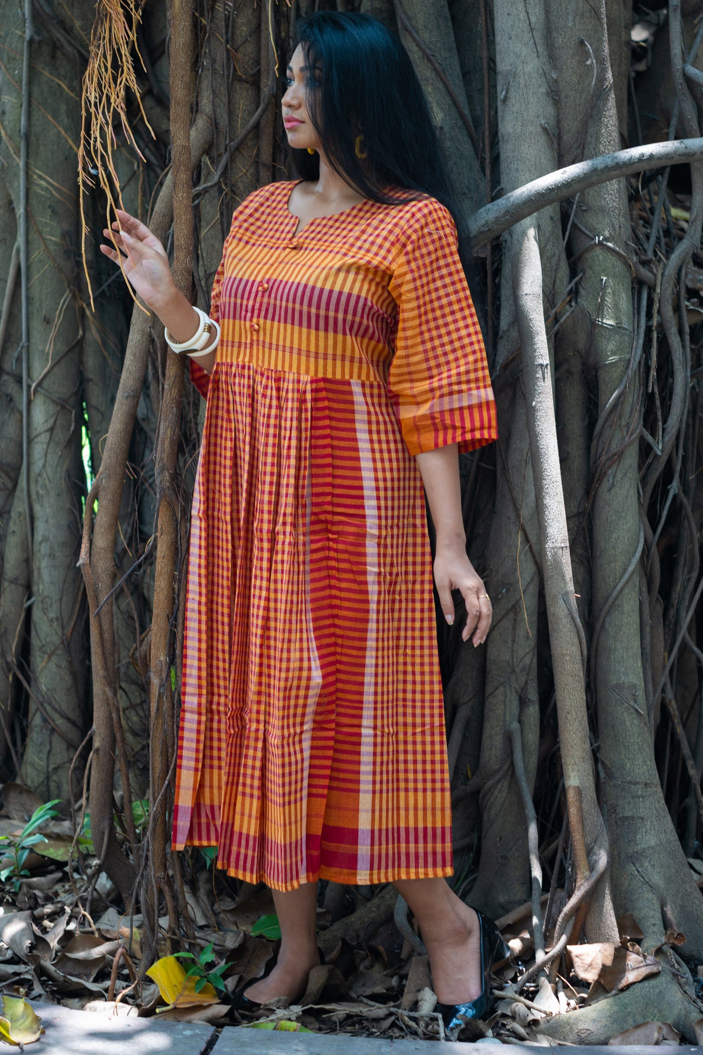 Agnishikha — Handwoven Gamcha Cotton Dress
