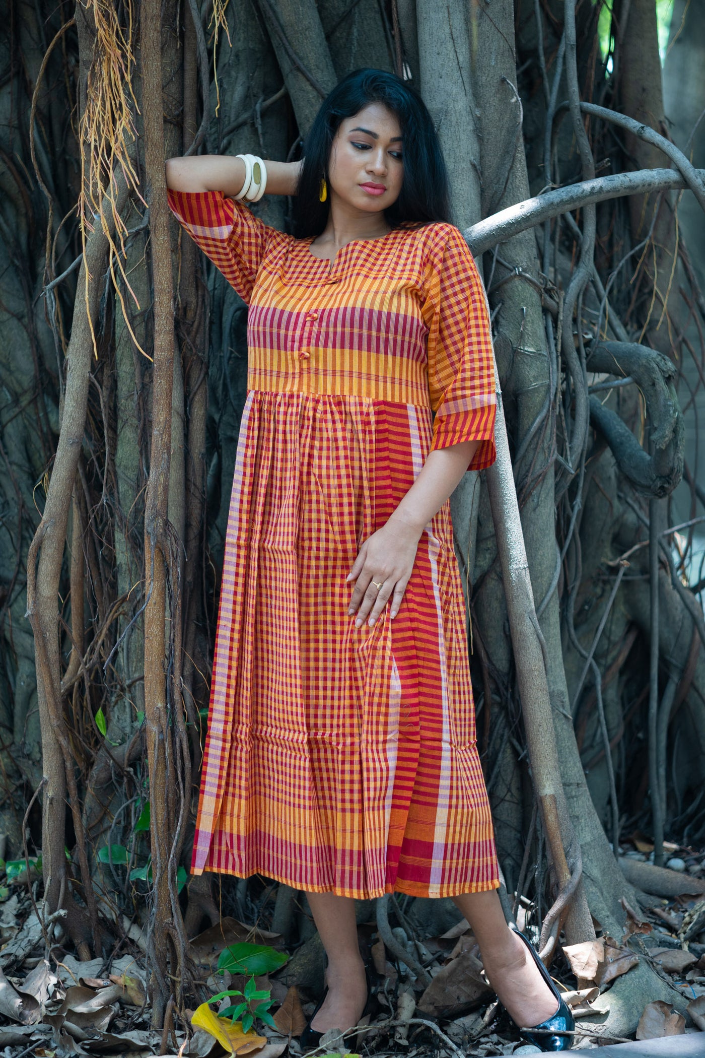 Agnishikha — Handwoven Gamcha Cotton Dress