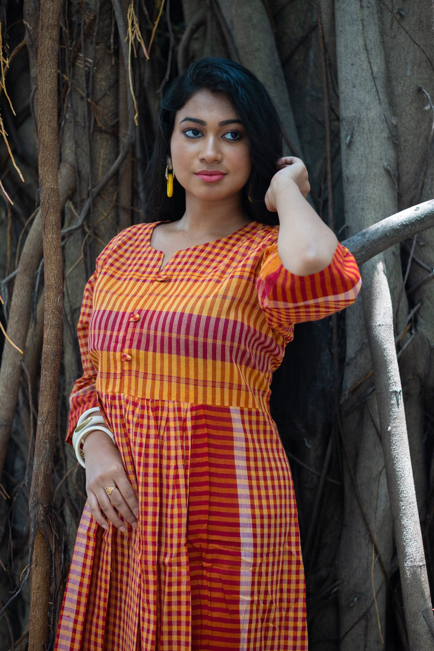 Agnishikha — Handwoven Gamcha Cotton Dress