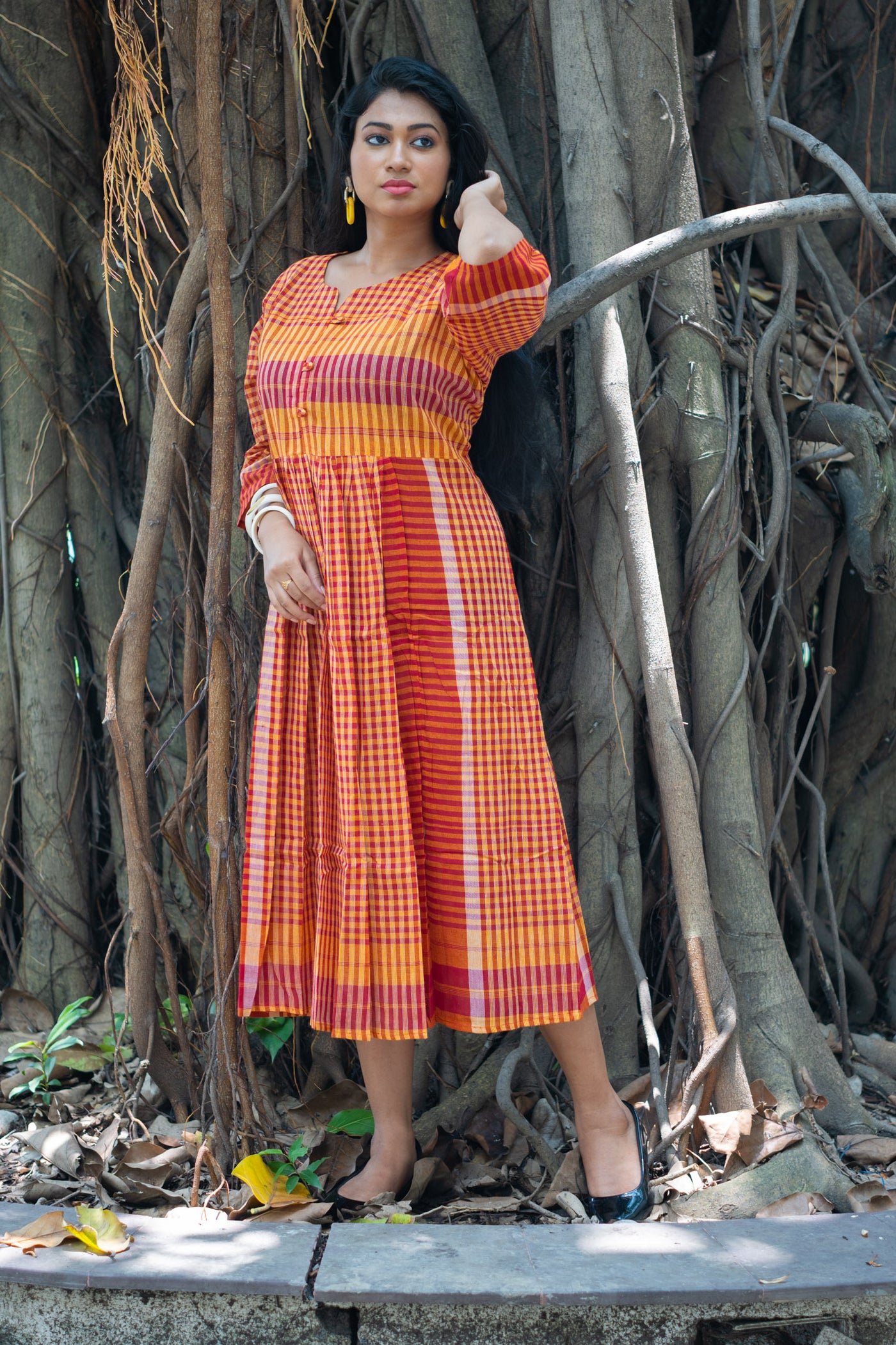Agnishikha — Handwoven Gamcha Cotton Dress