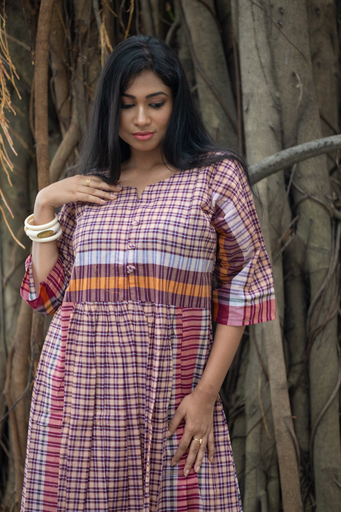 Godhuli — Handwoven Gamcha Cotton Dress