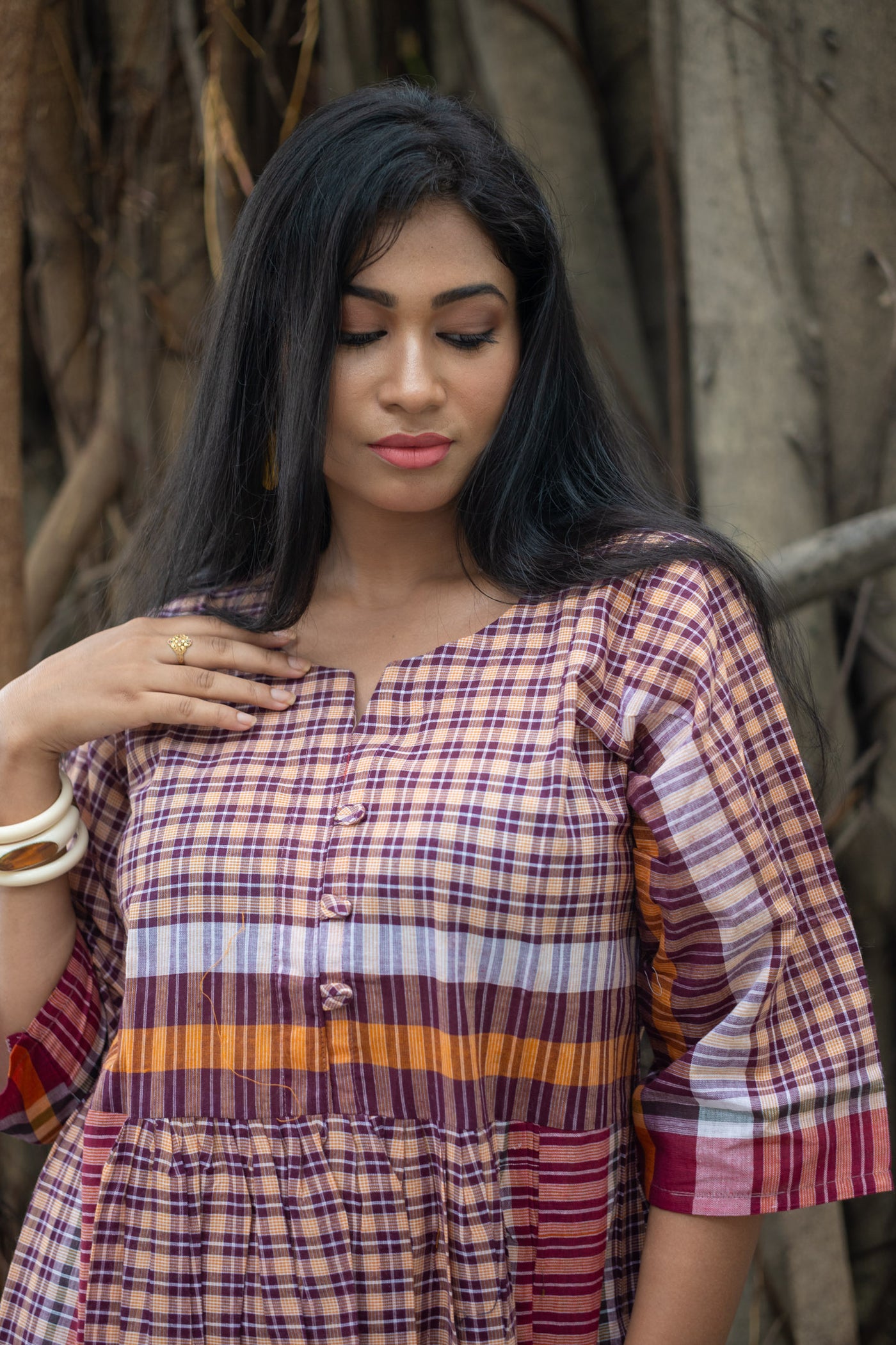 Godhuli — Handwoven Gamcha Cotton Dress
