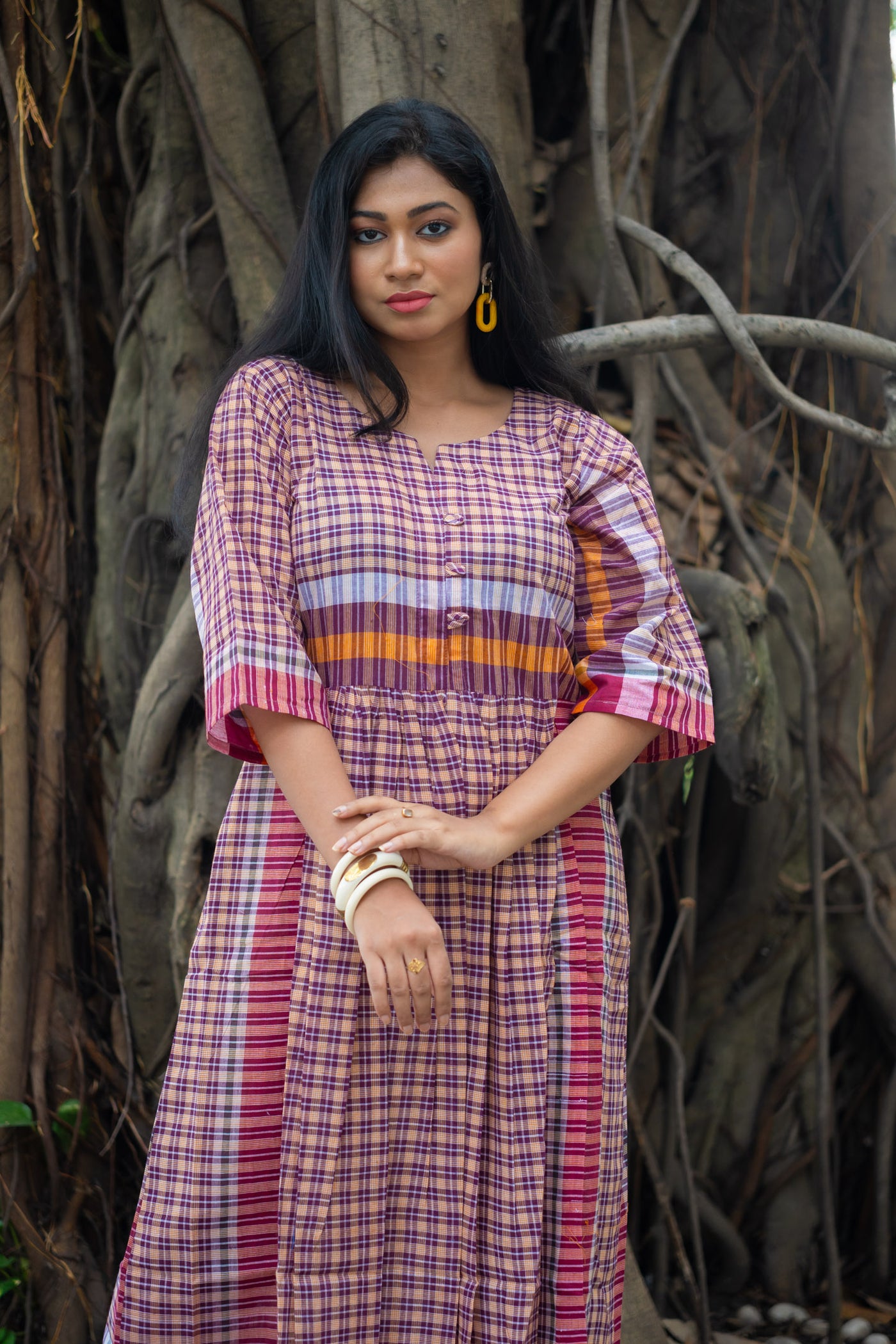 Godhuli — Handwoven Gamcha Cotton Dress