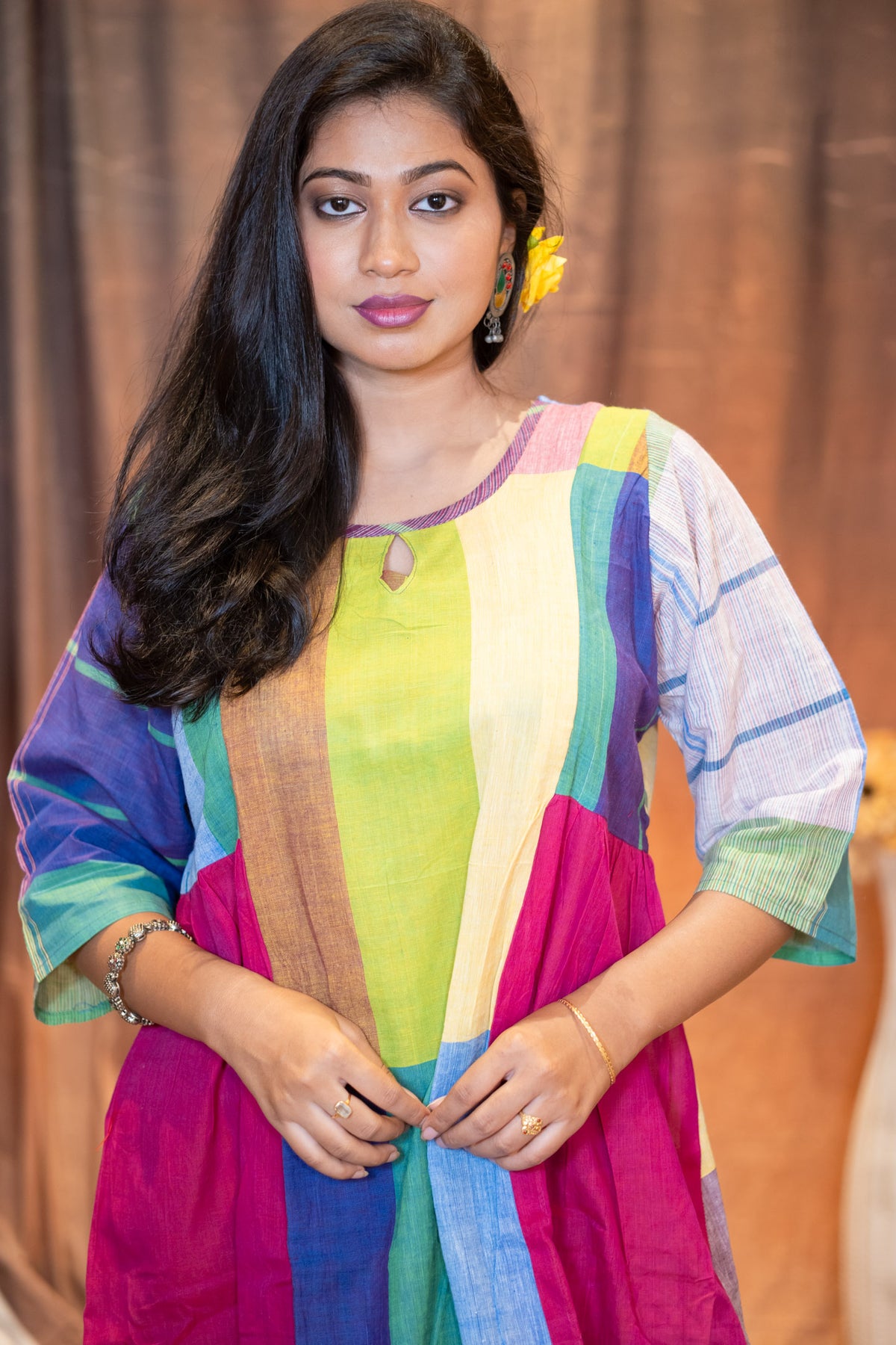 Rongberongi Gamcha Cocoon Dress