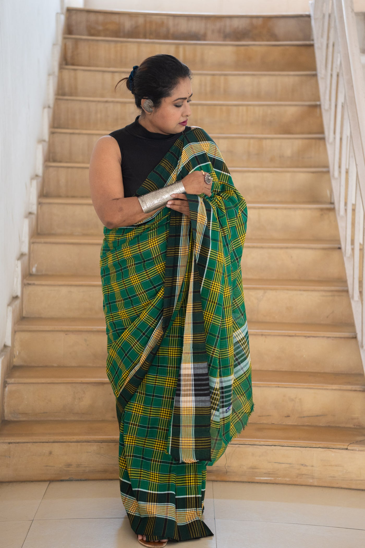 Sobuj Gamcha Saree