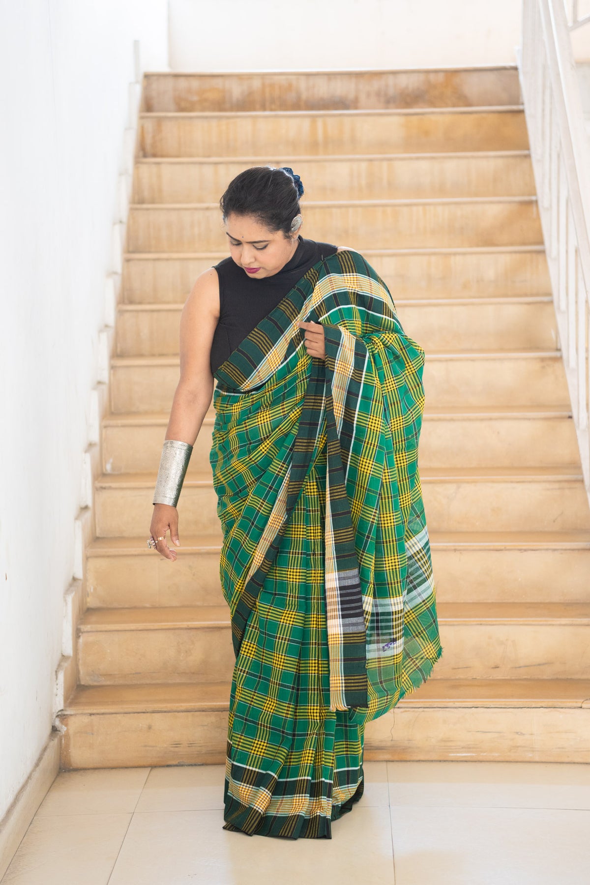 Sobuj Gamcha Saree