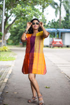 Utsob Gamcha Weave Color-Block Shift Dress
