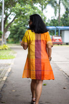 Utsob Gamcha Weave Color-Block Shift Dress