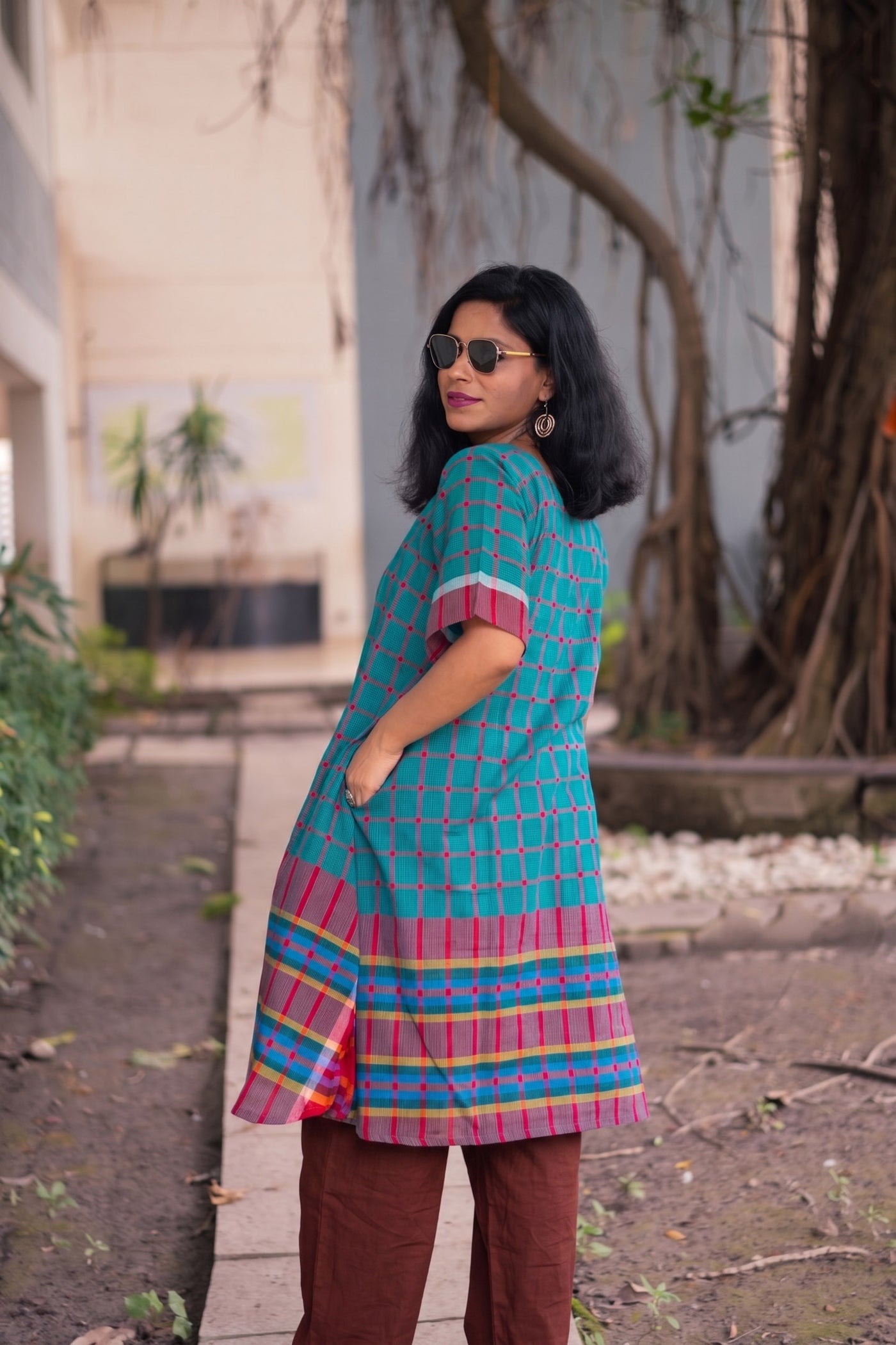 Moyuri Gamcha Weave Shift Dress