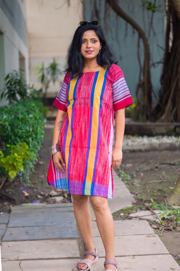 Abeer Gamcha Weave Tunic Dress