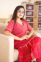 Gamcha Handloom Tiered Maxi Dress — Red Check