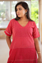 Gamcha Handloom Tiered Maxi Dress — Red Check