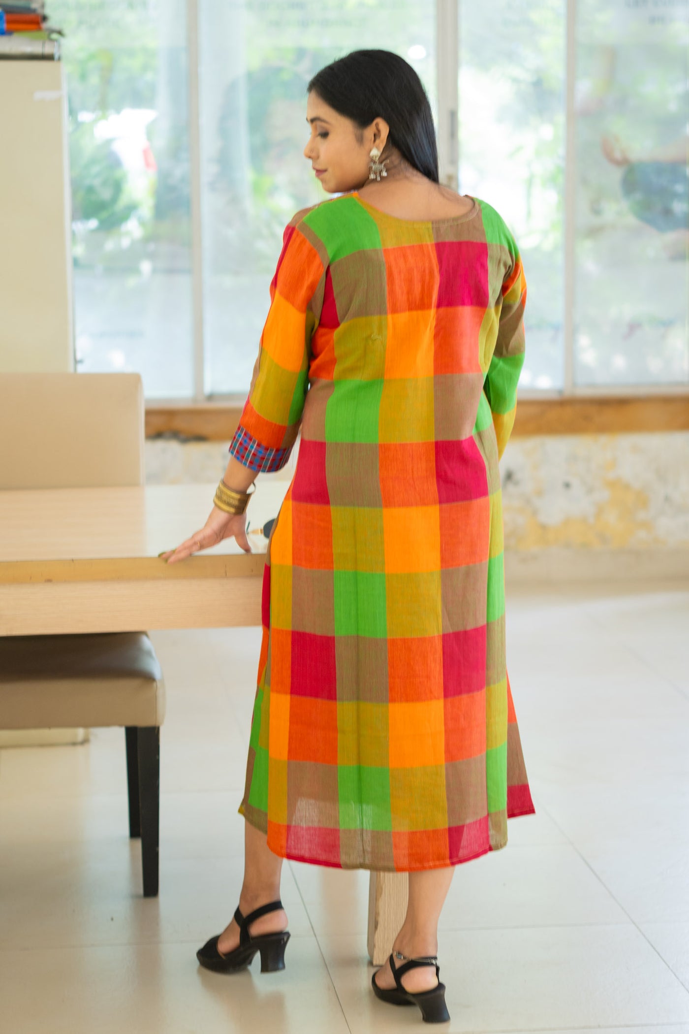 Yantha Gamcha Colorblock Dress