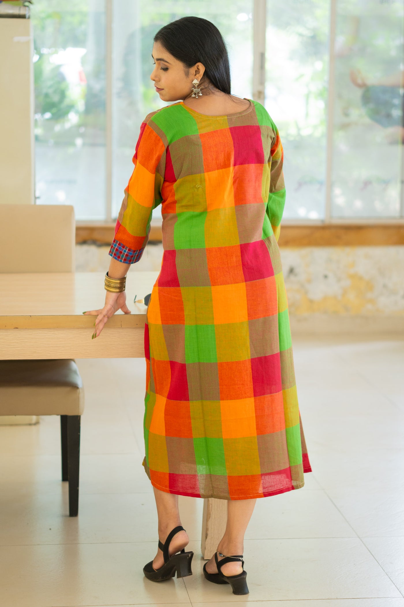 Yantha Gamcha Colorblock Dress