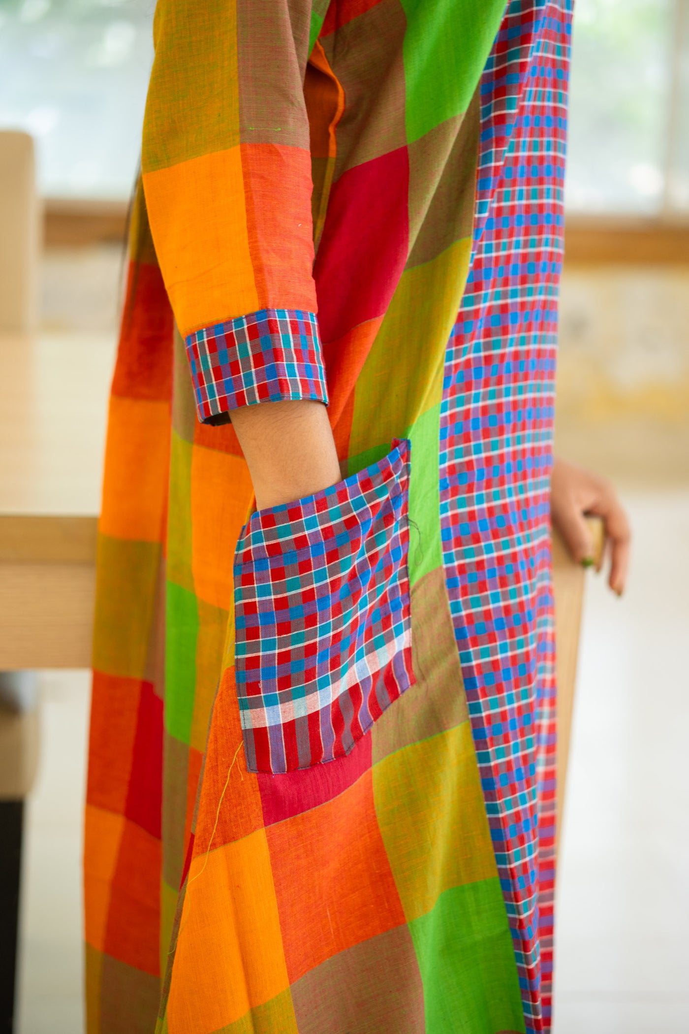 Yantha Gamcha Colorblock Dress