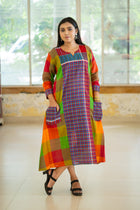 Yantha Gamcha Colorblock Dress