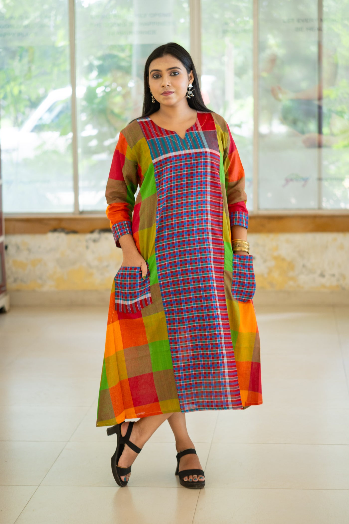 Yantha Gamcha Colorblock Dress