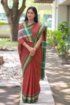 Chocolate Gamcha Saree